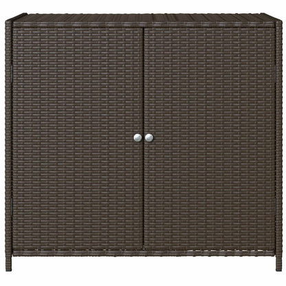 Brown Poly Rattan Garden Storage Cabinet, 83x45x76 cm