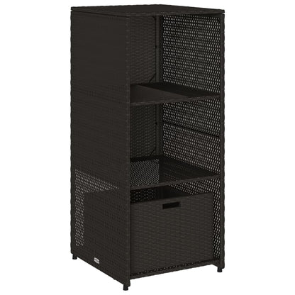 Black Poly Rattan Garden Storage Cabinet 50x55x115 cm
