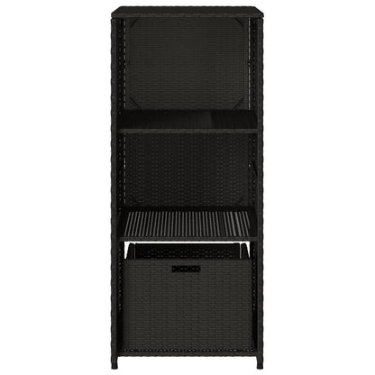Black Poly Rattan Garden Storage Cabinet 50x55x115 cm