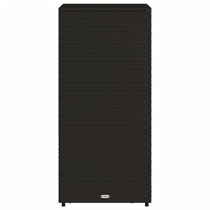 Black Poly Rattan Garden Storage Cabinet 50x55x115 cm