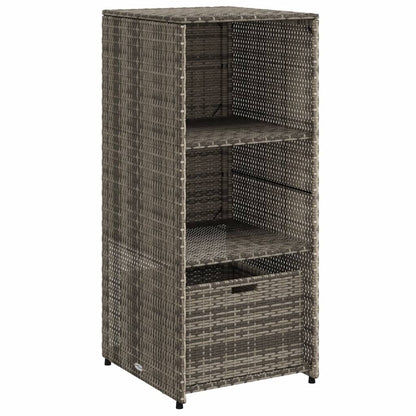 Stylish Grey Poly Rattan Garden Storage Cabinet 50x55x115 cm