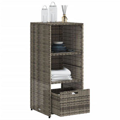 Stylish Grey Poly Rattan Garden Storage Cabinet 50x55x115 cm