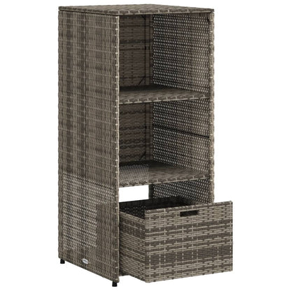 Stylish Grey Poly Rattan Garden Storage Cabinet 50x55x115 cm