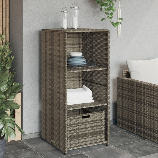 Stylish Grey Poly Rattan Garden Storage Cabinet 50x55x115 cm