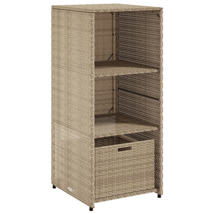 Beige Poly Rattan Garden Storage Cabinet 50x55x115 cm