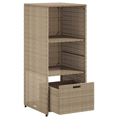 Beige Poly Rattan Garden Storage Cabinet 50x55x115 cm