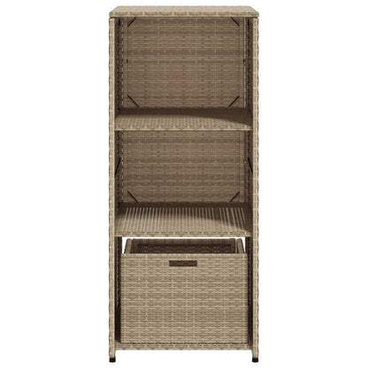 Beige Poly Rattan Garden Storage Cabinet 50x55x115 cm