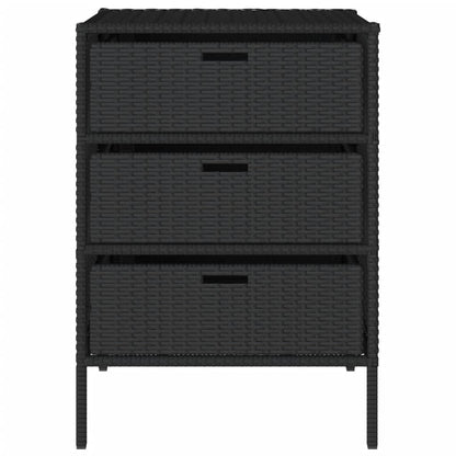 Black Poly Rattan Garden Storage Cabinet - 55x59x80 cm