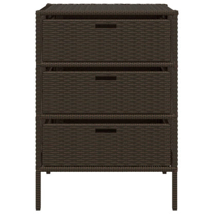 Brown Poly Rattan Garden Storage Cabinet 55x59x80 cm