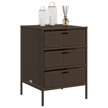 Brown Poly Rattan Garden Storage Cabinet 55x59x80 cm