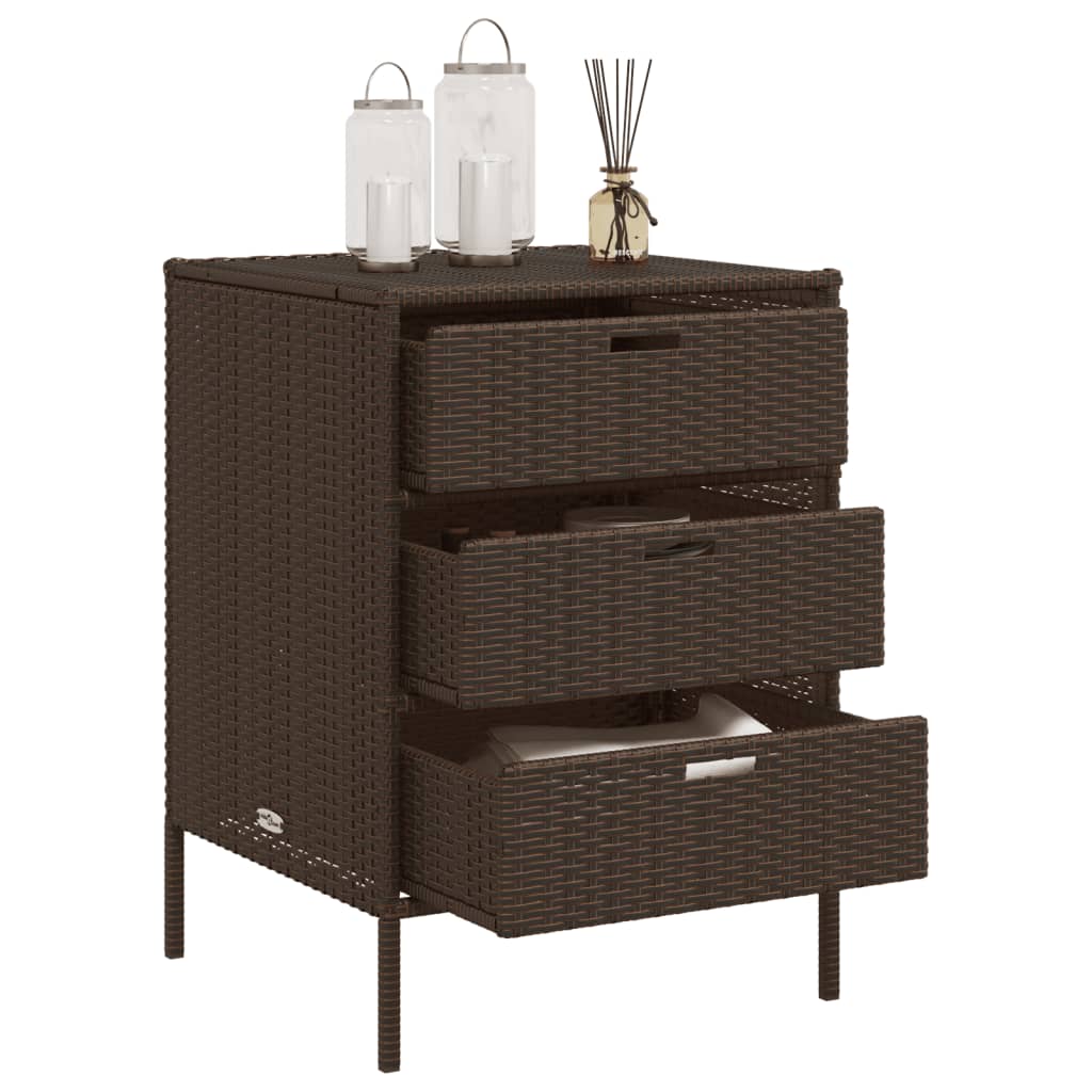 Brown Poly Rattan Garden Storage Cabinet 55x59x80 cm