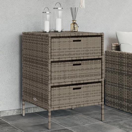 Poly Rattan Garden Storage Cabinet, Grey, 55x59x80 cm