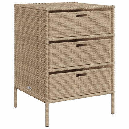 Beige Poly Rattan Garden Storage Cabinet 55x59x80 cm
