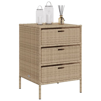 Beige Poly Rattan Garden Storage Cabinet 55x59x80 cm