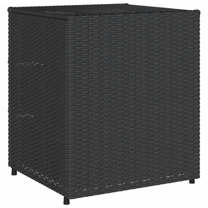 Black Poly Rattan Garden Storage Cabinet - 55x59x69 cm