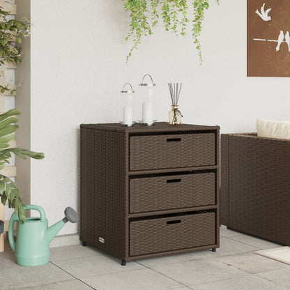 Brown Poly Rattan Garden Storage Cabinet - 55x59x69 cm