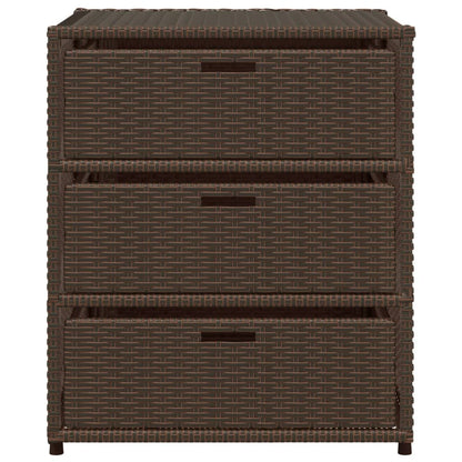 Brown Poly Rattan Garden Storage Cabinet - 55x59x69 cm