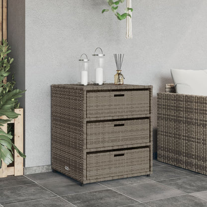 Compact Grey Poly Rattan Garden Storage Cabinet 55x59x69 cm