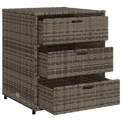 Compact Grey Poly Rattan Garden Storage Cabinet 55x59x69 cm