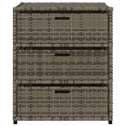 Compact Grey Poly Rattan Garden Storage Cabinet 55x59x69 cm