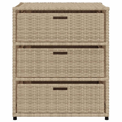 Beige Poly Rattan Garden Storage Cabinet, 55x59x69 cm