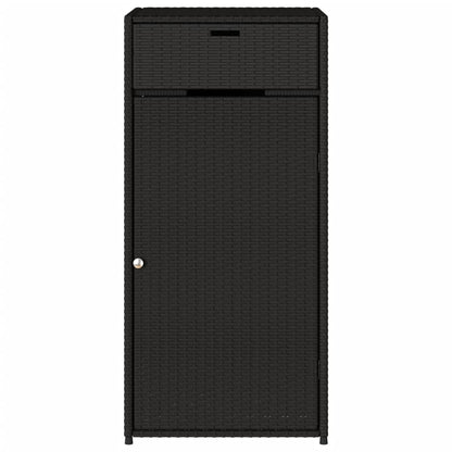 Black Poly Rattan Garden Storage Cabinet 55x55x111 cm