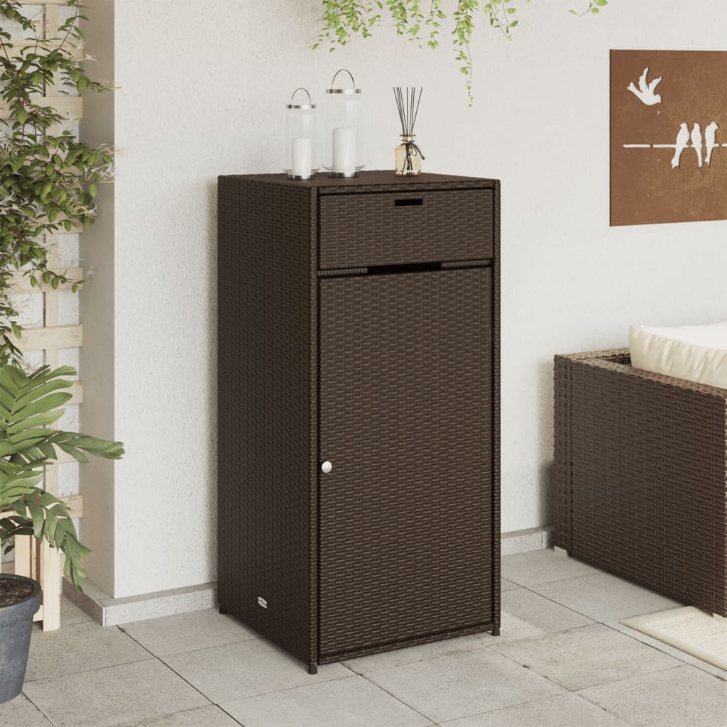 Poly Rattan Garden Storage Cabinet, Brown, 55x55x111 cm