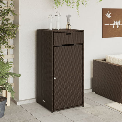 Poly Rattan Garden Storage Cabinet, Brown, 55x55x111 cm