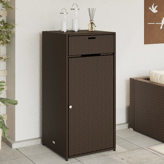 Poly Rattan Garden Storage Cabinet, Brown, 55x55x111 cm