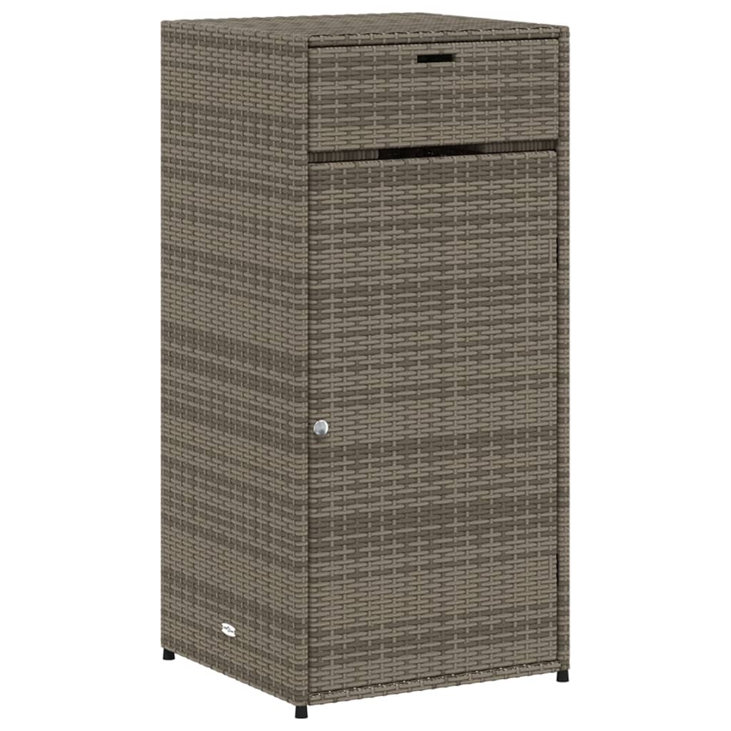 Compact Grey Poly Rattan Garden Storage Cabinet 55x55x111 cm