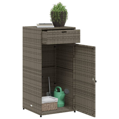 Compact Grey Poly Rattan Garden Storage Cabinet 55x55x111 cm