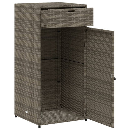 Compact Grey Poly Rattan Garden Storage Cabinet 55x55x111 cm