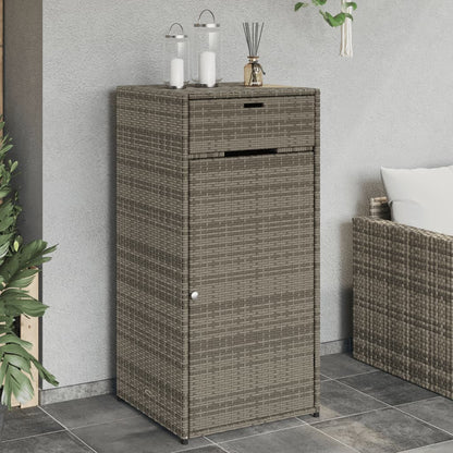 Compact Grey Poly Rattan Garden Storage Cabinet 55x55x111 cm
