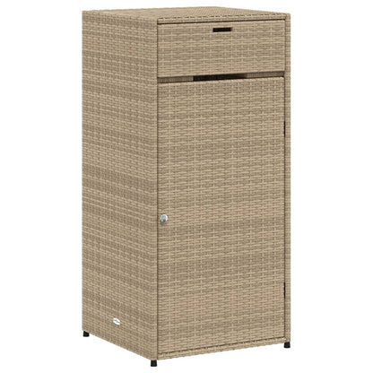 Beige Poly Rattan Garden Storage Cabinet 55x55x111 cm