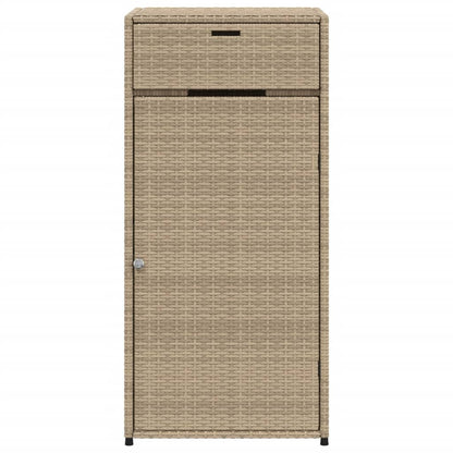 Beige Poly Rattan Garden Storage Cabinet 55x55x111 cm