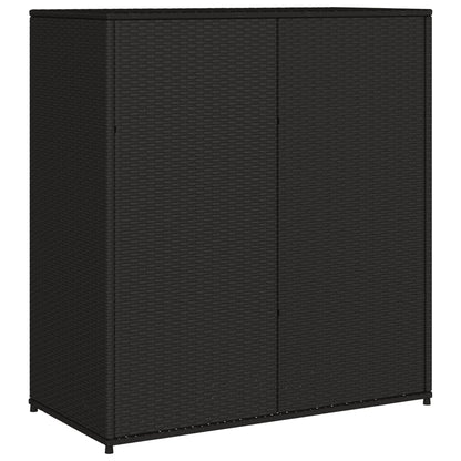 Black Poly Rattan Garden Storage Cabinet 105x55x113 cm
