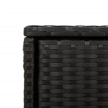 Black Poly Rattan Garden Storage Cabinet 105x55x113 cm