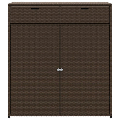 Outdoor Garden Storage Cabinet - Brown Poly Rattan, 105x55x113 cm