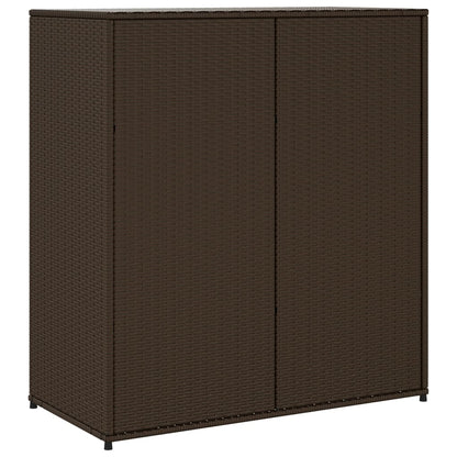 Outdoor Garden Storage Cabinet - Brown Poly Rattan, 105x55x113 cm