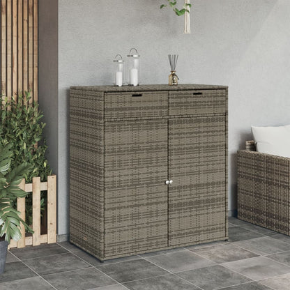 Poly Rattan Garden Storage Cabinet, Grey, 105x55x113 cm