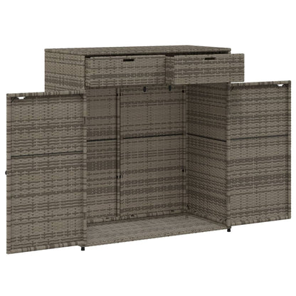 Poly Rattan Garden Storage Cabinet, Grey, 105x55x113 cm