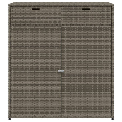 Poly Rattan Garden Storage Cabinet, Grey, 105x55x113 cm