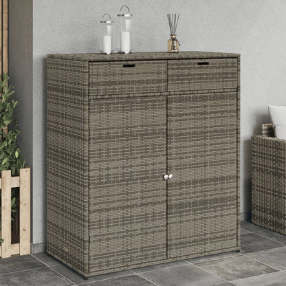Poly Rattan Garden Storage Cabinet, Grey, 105x55x113 cm