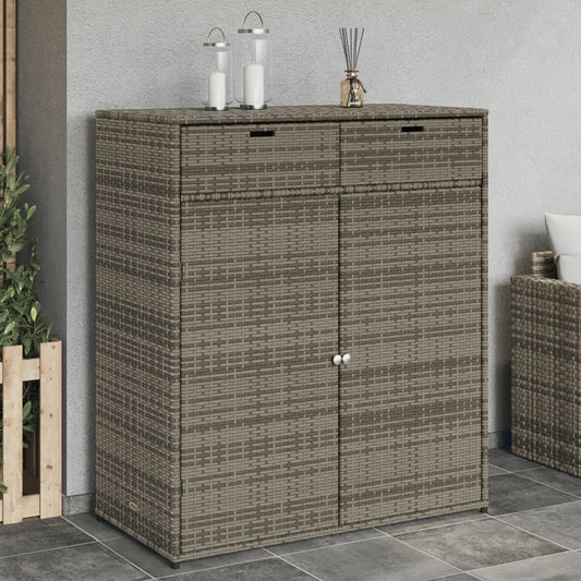 Poly Rattan Garden Storage Cabinet, Grey, 105x55x113 cm