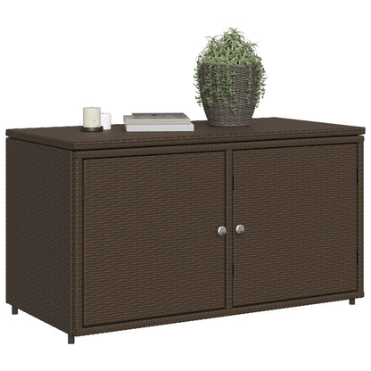 Stylish Brown Poly Rattan Garden Storage Cabinet 110x55x60.5 cm