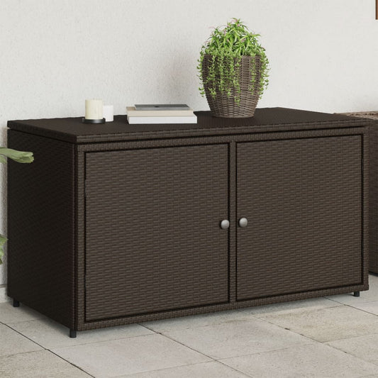 Stylish Brown Poly Rattan Garden Storage Cabinet 110x55x60.5 cm