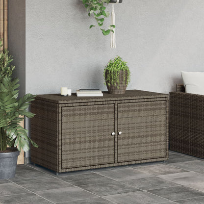 Grey Poly Rattan Garden Storage Cabinet 110x55x60.5 cm