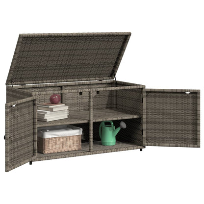 Grey Poly Rattan Garden Storage Cabinet 110x55x60.5 cm