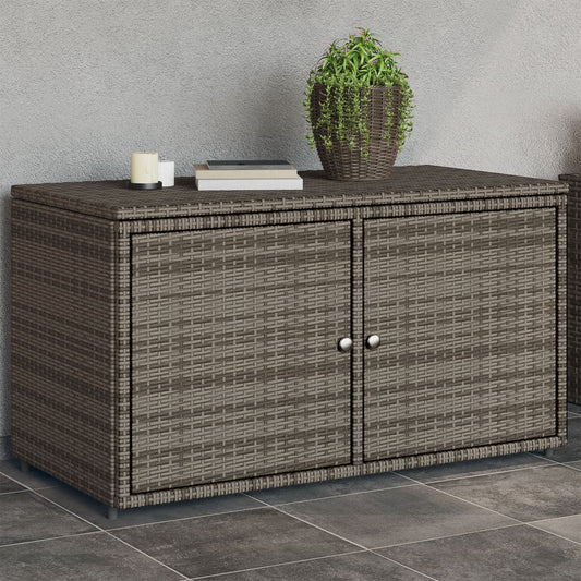 Grey Poly Rattan Garden Storage Cabinet 110x55x60.5 cm