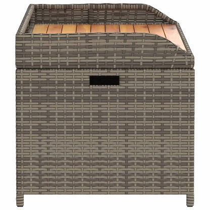 Grey Storage Bench 100x50x52 cm - Poly Rattan & Acacia Wood